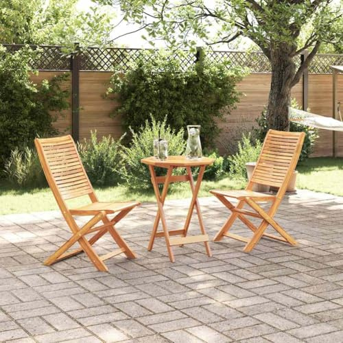 Mokuyary - Juego de bistro, plegable, 3 piezas, color marrón, madera de acacia maciza, mesa y sillas, muebles de jardín para terraza, jardín, balcón -B