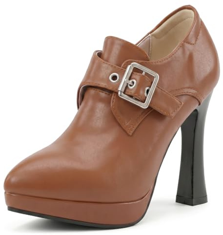Vintage plattform pumps dam spets mandel rem spänne höga klackar retro mary jane-stil eleganta skor