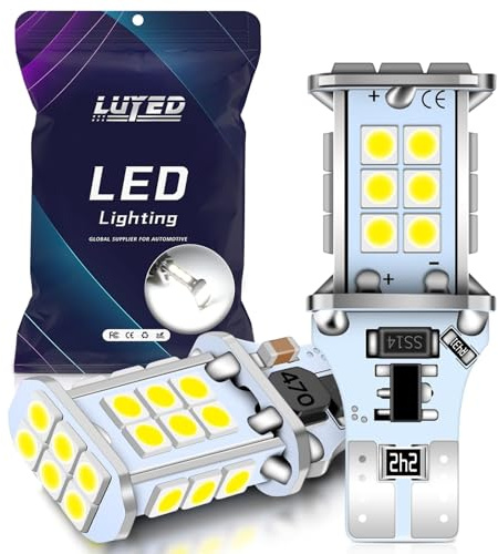 LUYED 921 912 LED Bulb Xenon White for Backup Reverse Lights 3100 Lumens 300% Brightness T15 906 W16W LED Bulbs Non-polarity Canbus Error Free,Pack of 2
