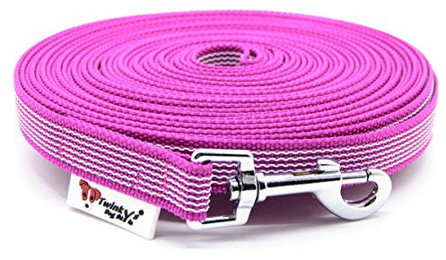 Twinkys Dog Style Schleppleine Hundeleine gummiert 20 mm breit für Hunde bis 50 kg - MIT Handschlaufe 3 Meter Pink Made IN Germany
