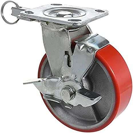 WAGNER Ruedas Profesionales - DIRECTION LOCK 3en1 - rueda giratoria & rueda fija, hierro fundido- plata/rojo, banda de rodadura suave, frenos, Ø 150 mm, capacidad de carga 400 kg - 04011501