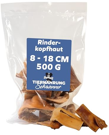 Peau de tête de bœuf séchée | 500 g | Pour l'hygiène dentaire et l'hygiène buccale (10-12 cm)