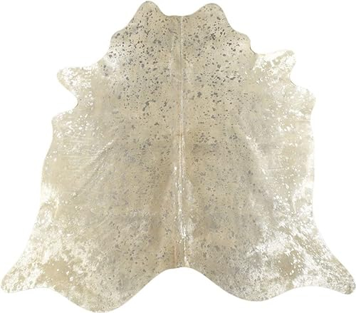 generisch Kuhfell Stierfell Teppich Silber Devore grau beige ca. 200 x 180 cm von KUHFELLE online