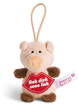 NICI 44868 Anhänger Schwein mit Spruch Hab dich sooo lieb 8cm mit Loop