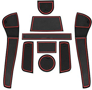 LFOTPP Antirutschmatten Kompatibel mit Skod-a Citigo/V W UP/Seat MII, Auto Mittelkonsole Gummimatten, Getränkehalter Matte, Aufbewahrungsbox rutschfeste Matte, Türnaht Matten (Rot)