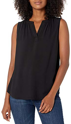 Amazon Essentials Women's Sleeveless Woven Shirt Shirt, Black, XX-Large