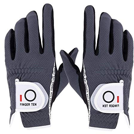 Golf Gloves Men Left Hand Right Rain Grip Weathersof Value Pair, Mens Golf Glove Wear Resistant Non Slip Flexible Durable (Grey, M/L)