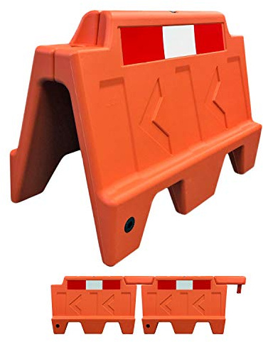 Electriduct Stackable Water Fillable Traffic Safety Plastic Barricade 3 Feet Orange Polyethylene Vehicle Portable Barrier - Pack of 2