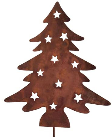 RM E-Commerce - Decorazione da giardino per albero di Natale, spina in metallo in acciaio INOX, effetto ruggine, resistente alle intemperie per giardino, terrazza, balcone o casa
