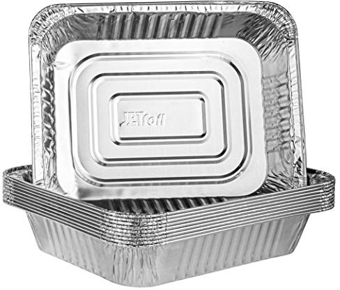 PLASTICPRO Disposable 9 x 13 Aluminum Foil Pans Half Size Deep Steam Table Bakeware - Cookware Perfect for Baking Cakes, Bread, Meatloaf, Lasagna Pack of 10