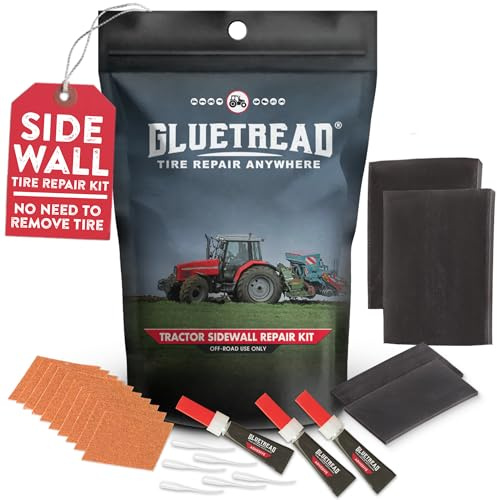 GlueTread Tractor Sidewall Tire Repair Kit | Off-Road Puncture Repair Anywhere No Need to Remove Tire | Enough Material to Patch 5-7 Tires | Puncture Repair Kit for Tractors, Trailers and Mowers