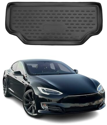 OMAC Tapis De Avant Compatible avec Tesla Model S 2014-2020 en Caoutchouc Noir