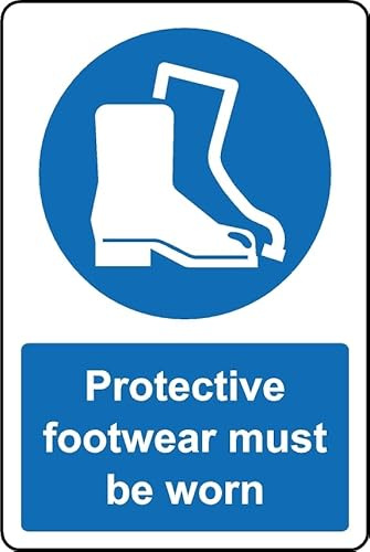 Protective footwear must be worn safety sign - 1mm Plastic sign (200mm x 150mm)