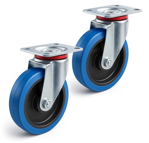 Wiltec Jeu 2x Roulette pivotante en plastique – Ø 200 mm – Capacité de charge 350 kg – Roue sans frein, avec Plaque de montage – Transport Appareil Accessoire Meuble – Usage silencieux sans trace