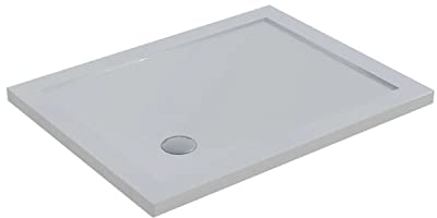 Piatto Doccia 80x110 Rettangolare Acrilico Bianco Lucido Ultraslim Altezza 4cm Piletta Inclusa