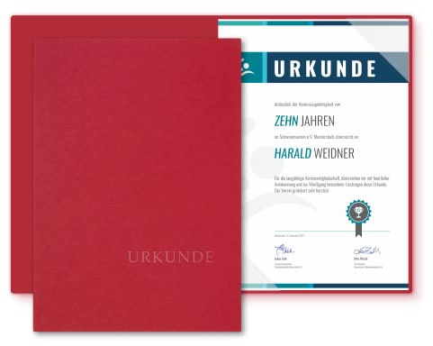 BL-exclusivdruck® BASIC Lot de 8 dossiers pour certificats A4 en carton de qualité supérieure avec gravure élégante « URKUNDE »
