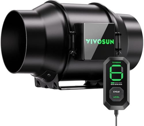 VIVOSUN AeroZesh G6 150 mm 660 m³/h inline-fläkt med E12-hastighetskontroll och fullt programmerbar PWM-styrd EC-fläkt för ventilation av odlingstält