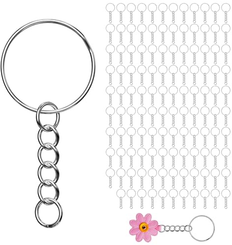Avesteir 120 pezzi anelli portachiavi con catena in metallo, rondella per organizzare chiavi, artigianato ornamenti e fai da te (25 mm)