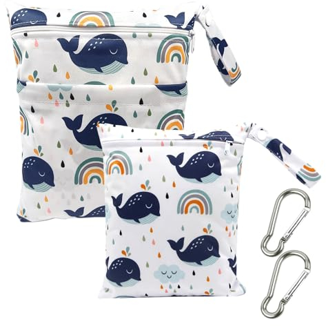 MEMOFYND Organizador de Pañales Con 2 Mosquetones, Bolsillo Para la Nariz, Cambiador y Bolsa de Aseo Con Bolsillo Grande