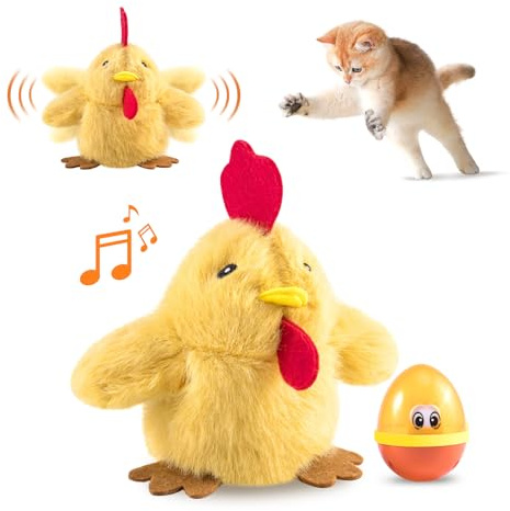 Migipaws Interactive Cat toys, Plush Cat Toy with Catnip, Automatic Chirping and Flapping, Touch Activated,Rechargeable,Feeder Toy (Naggi)