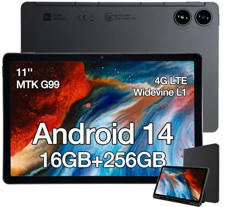 AGM PAD P2 Android 14 Tablet mit Hülle [2025],Helio G99 Octa Core Tablett, 16(8+8) GB RAM+256GB ROM/2TB TF, 11 Zoll FHD Widevine L1 Display, 50MP+8MP,4G LTE+5G WLAN/Kompass/GPS/GMS/G-AI