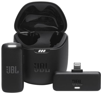 JBL Quantum Stream Wireless, Microfono a Condensatore Indossabile per Streaming e Registrazione, con Pattern Polare Omnidirezionale, Dongle Lighting Compatibile con Dispositivi Apple, Nero