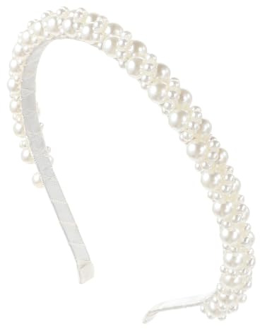 Mabor Pearl Headbands for Women Comfortable Elegant Headbands White Faux Pearl Headband Cute Fancy Pearl Head Band for Teen Girls Hair Styling Accessories for Birthday