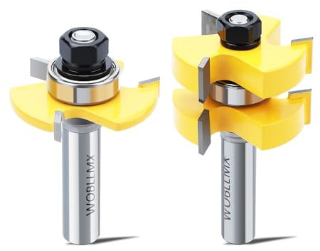WOBLLMX Juego de 2 ranuras y lengua y ranura, eje de 8 mm, 3 dientes ajustables, juego de fresa para carpintería, fresado de madera, herramienta de corte de madera