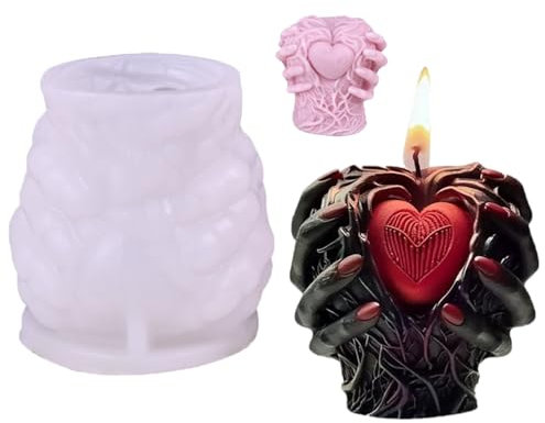 LdawyDE Silikonformen Gießformen, 3D Herz Kerzenformen zum Gießen, Kerzengießform für DIY Duftkerzen Handwerk Ornamente Kerzen Formen Silikon, Halloween Horroratmosphäre Kerzenform