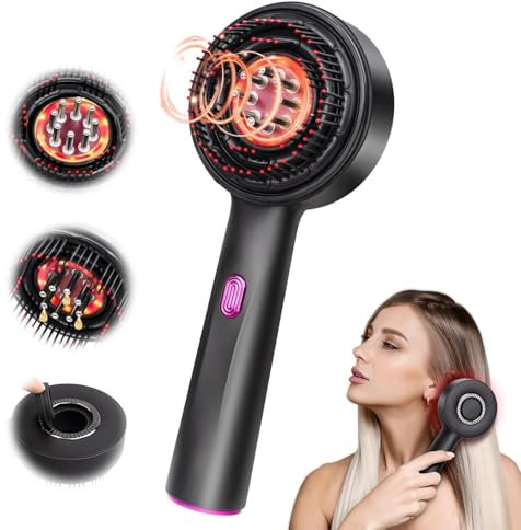 Comb Kopfmassagegerät Elektrisch, Rotlicht Elektrische Massagekamm Haarbürsten Scalp Massager, 2 in 1 Elektrische Wasserdichte Öl-Applikator Kopfhaut Massagegerät Kopfhautkamm