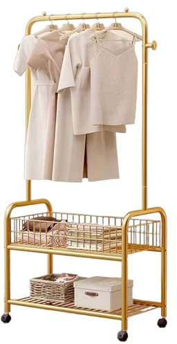 HUJZJY Portant À Vêtements en Métal Robuste avec Étagère Inférieure, Portemanteau de Chambre À Coucher Multifonctionnelle, Porte-vêtements Debout pour Vêtements Suspendus