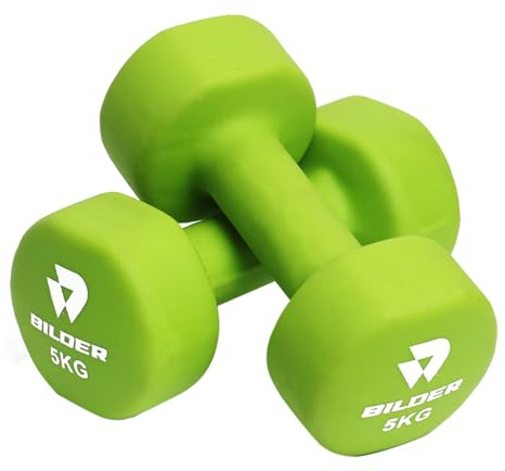 BILDER - Coppia Manubri Palestra 5kg, Forma Esagonale e Superficie Antiscivolo, Set Pesi Palestra per Allenamento a Bassa Intensità ed Esercizi di Tonificazione, Pesetti con Rivestimento in Neoprene
