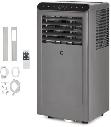 8000 BTU Portable Air Conditioners, 3 in-1 Portable AC Unit with Dehumidifier, Quiet Air Conditioner for Bedrooms and Offices up to 350 Sq.Ft, Remote Control & 24H Timer, Grey & Black