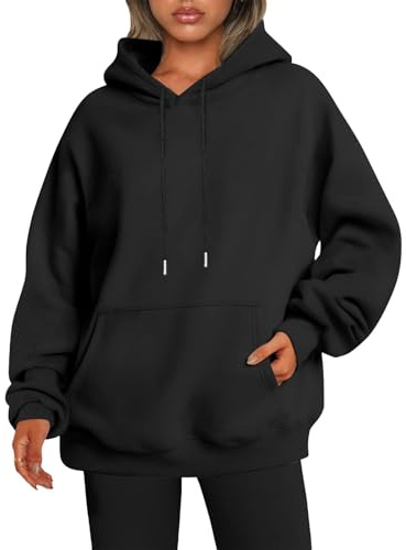 Fjquamitix Womens Hoodies Oversized Sweatshirts Pullover Fleece Sweaters Casual Tops Long Sleeve Winter Fall Outfits Fashion Y2k Clothes 2025 (UK, Alpha, M, Regular, Regular, Black)
