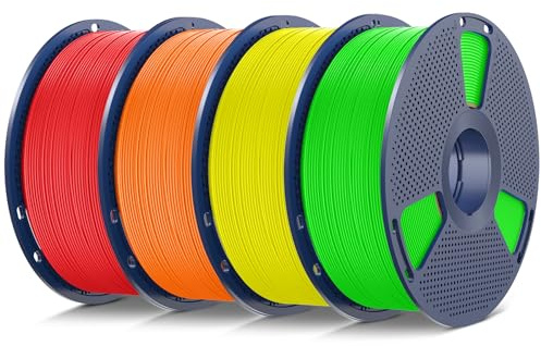 SUNLU 4kg Ensemble de filaments 3D TPU pour imprimante, Filament TPU Haute Vitesse 95A 1.75mm ±0.03mm, Emballage sous vide individuel,Total 4kg, 1kg par bobine,4 Pack (Vert + Orange + Jaune + Rouge)