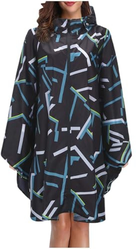 Poncho Pluie Imperméable Adulte Pliable à Capuche Cape de Pluie Femme Léger Respirant Réutilisable Poncho Impermeable Femme Velo Moto Ponchos et Capes Imperméables de Randonnée Manteaux Impermeables