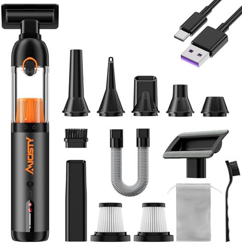 Aspirabriciole Senza Fili 30kPa, Aspirapolvere Portatile per Auto e Cucina con Batteria 7800mAh e Ricarica Rapida 1.5H, Motore Brushless 50 Min Autonomia, 4 Funzioni: Aspira, Soffia, Gonfia, Pompa