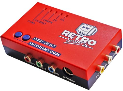 RetroScaler2x - Convertidor AV/SV/YPBPR a HDMI compatible con modos de filtro y paso, adaptador de videojuegos, duplicador de línea para consolas de juegos retro PS2 N64 NES Dreamcast Saturn MD1 NGC