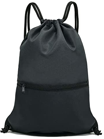 HOLYLUCK Drawstring Backpack Bag Sport Gym Sackpack - black