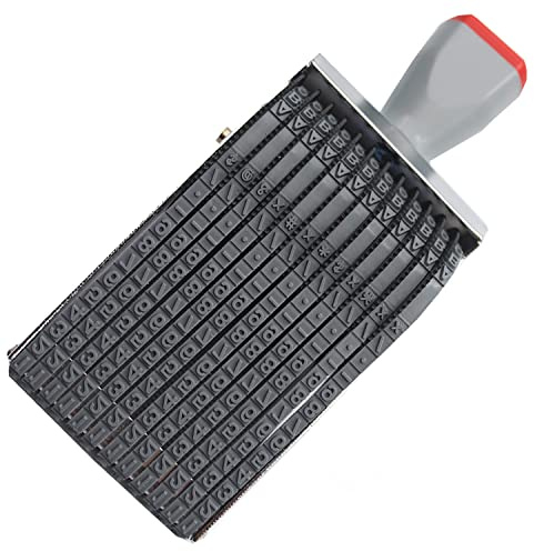 ZENG 12-Digit Adjustable Roller Stamp - Customizable Alphabet (A-Z), Numbers (0-9) & Symbols for Office, School, Multicolor (6x6.9x16.8cm)