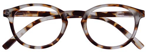 OPULIZE Zen Reading Glasses Cool Round Frame Spring Hinges Scratch Resistant Matt Light Brown Tortoiseshelll Mens Womens R24-1T +2.50