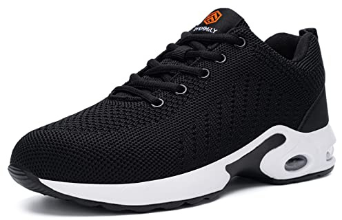 DYKHMILY Scarpe Antinfortunistiche Donna Leggere Scarpe da Lavoro con Punta in Acciaio Comode Traspiranti Sportive di Sicurezza Scarpe Estive(Nero Bianco,36EU)