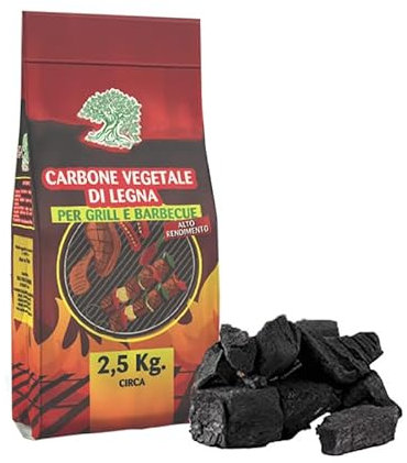 VIRSUS Sacco di Carbone di Legna da 2,2 kg Netti, Puro Carbone Vegetale per Barbecue, Carbone di Legna 100%, Combustibile Ecologico, Naturale, Grill, Grigliata o Barbecue da Tavolo (1)