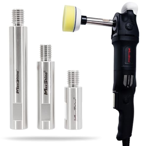 Maxshine Universal Stainless Steel Extension Shaft Set for Rotary Machines – 2”, 3” & 5” Polisher Extenders for 5/8” Backing Plates – 3-Piece Rotary Polisher Accessory for Car Polishing & Detailing