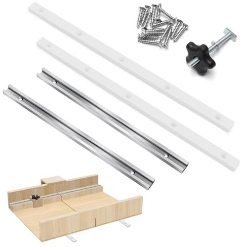 Table Saw Crosscut Sled Kit Coolrunner Crosscut Sled for Table Saw with 2 Aluminum T-Track, 2 UHMW Miter Bars, Knob, Bolt & Screws Set for DIY Tablesaw Crosscut Sled, U Tracks Woodworking Miter