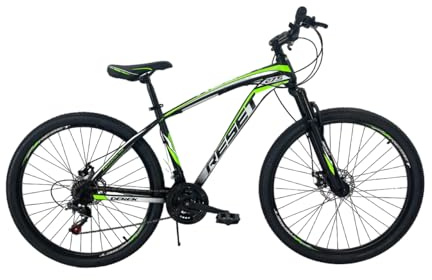 Generico Bicicletta Mountain Bike MTB Ragazzo 27.5 21V in Acciaio Nero e Verde Fluo