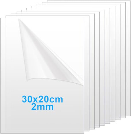 YOUNTHYE 10PCS Clear Acrylic Sheets 2mm, 30x21cm Perspex Sheet A4 Clear Perspex Sheet Transparent Acrylic Board for Crafts, Painting, Photography, Display Stand