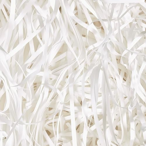 HXJDAM 150g Füllmaterial Geschenk, Geschreddertes Papier Für füllmaterial Geschenkbox, Füllmaterial Für Pakete, Festival Geschenk Dekoration.(Weiß)