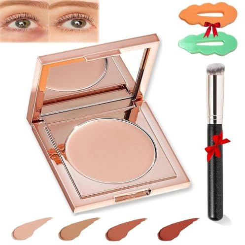 Colored Clay Cc Undereye Corrector,Color Corrector For Dark Circles With Brush, Conceal & Brighten Dark Circles,Under Eye Hydrating Concealer For Women (LIGHT-MEDIUM PEACH, ONE SIZE)
