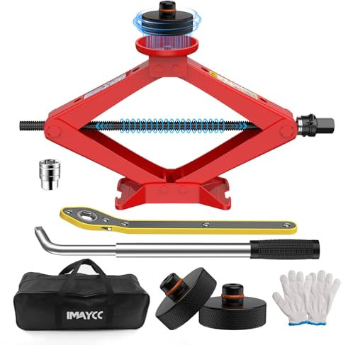 IMAYCC 2.5T Car Jack Kit, Scissor Jack for Tesla Model Y Model 3/S/X Lifting Jack,2500KG CarJack for Tesla,Tire Change Kit with TeslaJack Pucks/Pad,Tire Repair Tools kit CarEmergency